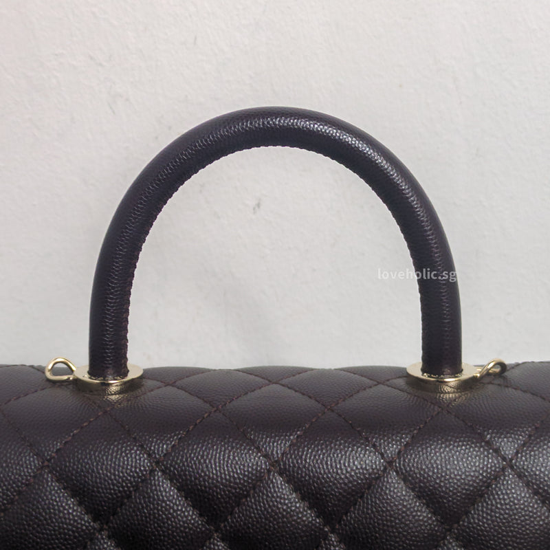 Coco Handle Small | 22K Dark Brown Caviar Light Gold Hardware