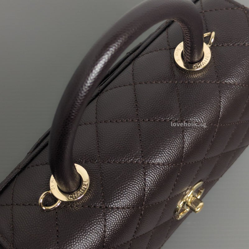 Coco Handle Small | 22K Dark Brown Caviar Light Gold Hardware