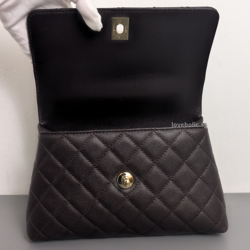 Coco Handle Small | 22K Dark Brown Caviar Light Gold Hardware