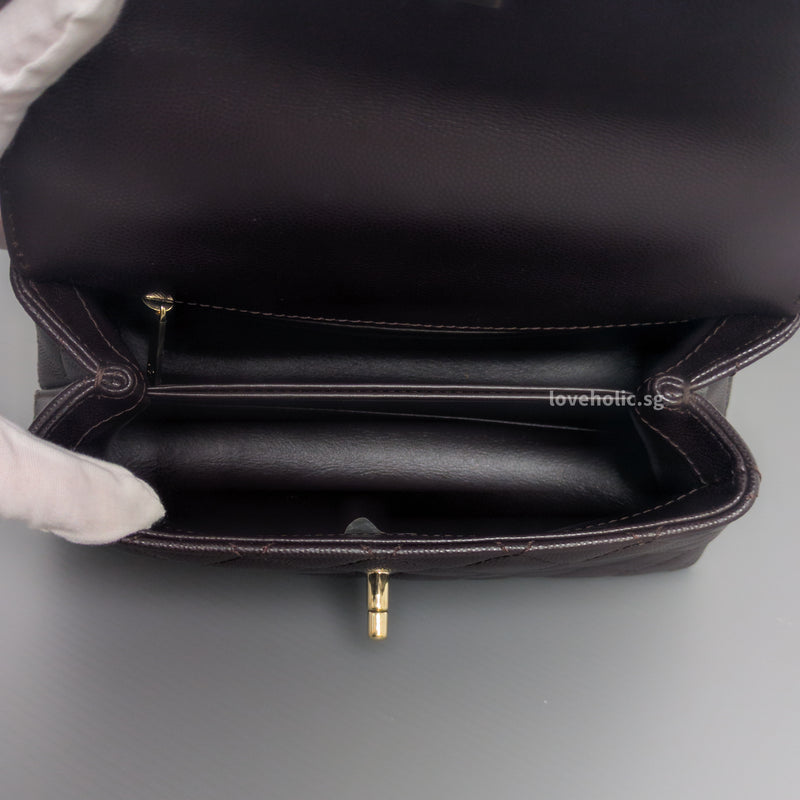 Coco Handle Small | 22K Dark Brown Caviar Light Gold Hardware