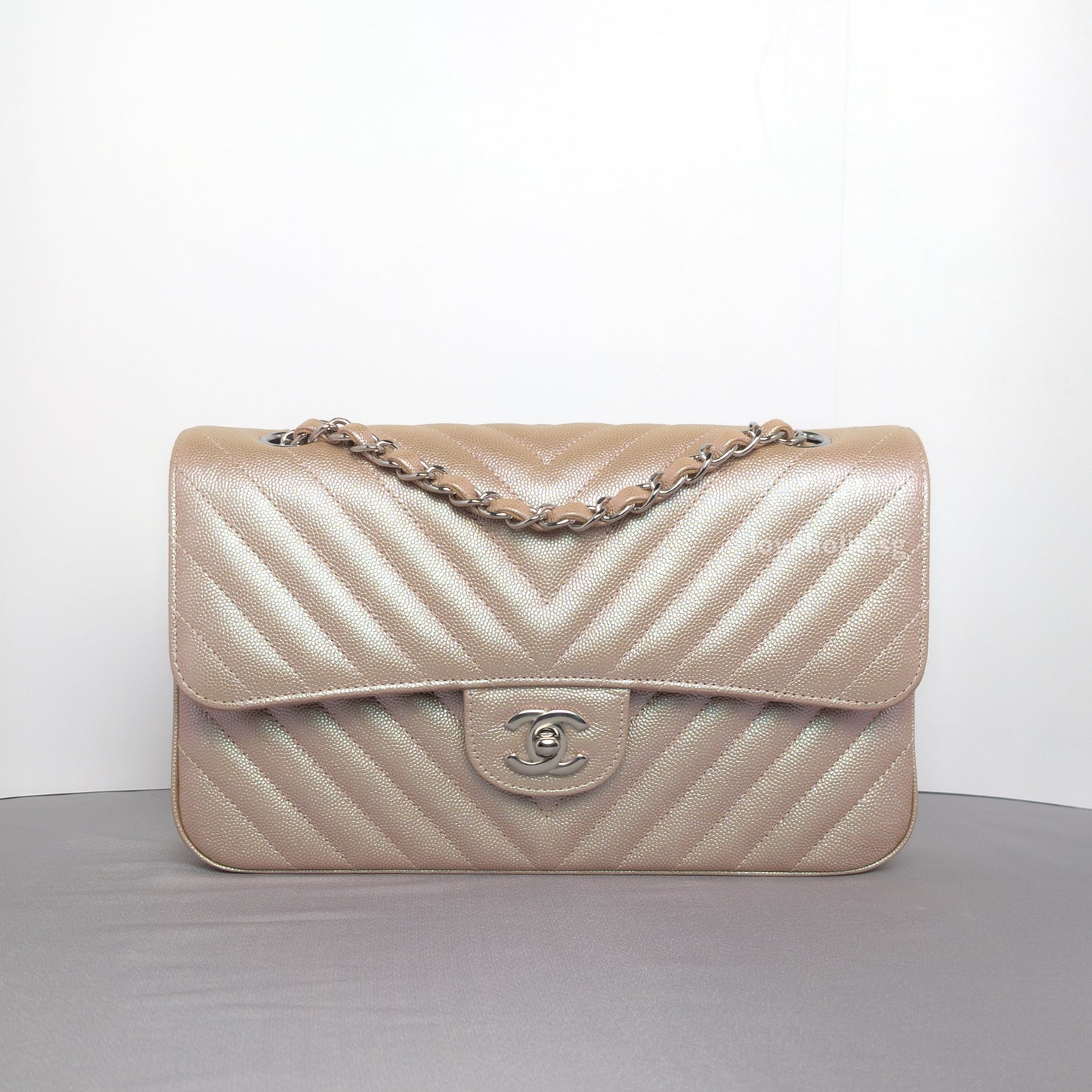 Classic Chevron Medium | 17B Rose Gold Caviar Silver Hardware