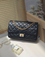 Chanel Reissue 2.55 Small | Black Calfskin Brushed Gold Hardware