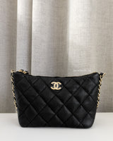 Chanel Hobo 24P Small | Black Caviar Gold Hardware-front1