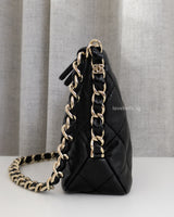 Chanel Hobo 24P Small | Black Caviar Gold Hardware-side