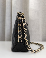 Chanel Hobo 24P Small | Black Caviar Gold Hardware-details