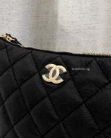Chanel Hobo 24P Small | Black Caviar Gold Hardware-details