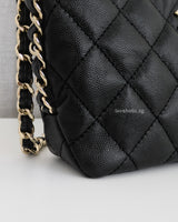 Chanel Hobo 24P Small | Black Caviar Gold Hardware-details