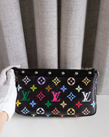 Louis Vuitton LV X TM Murakami Pochette | Black Leather Silver Hardware-front1