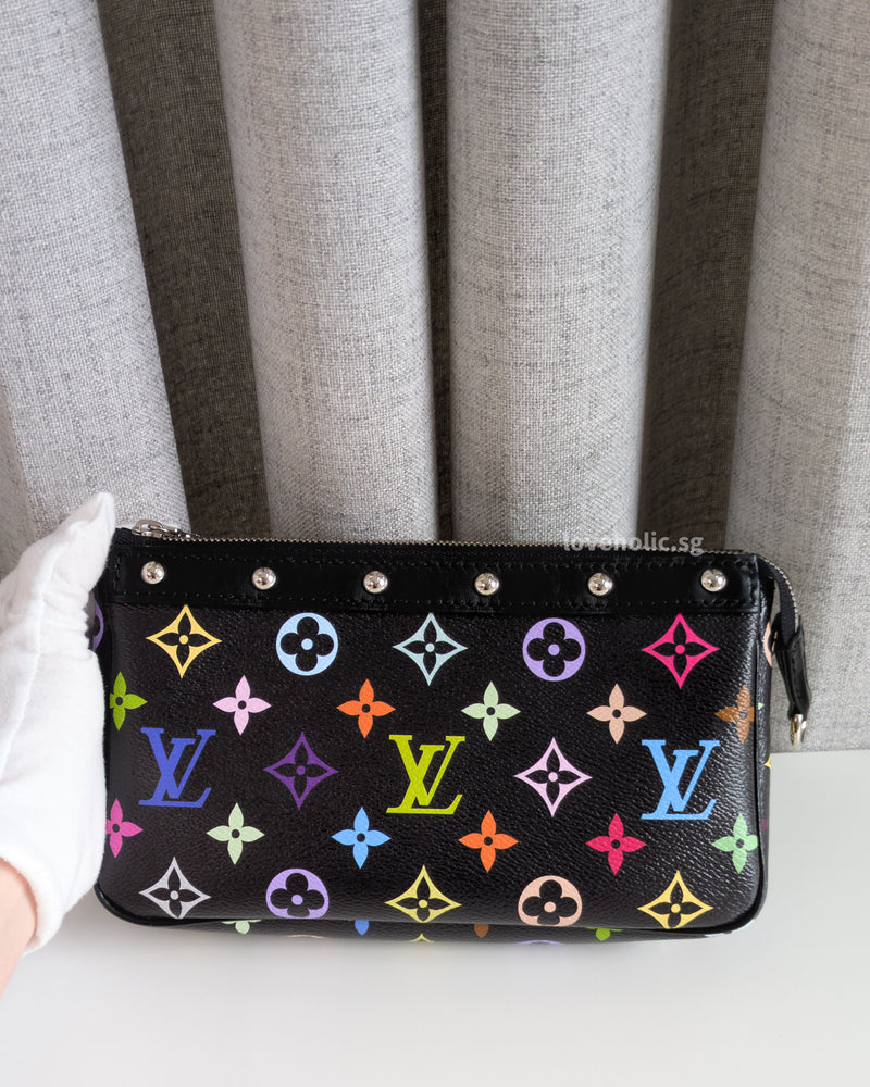 LV X TM Murakami Pochette | Black Leather Silver Hardware – loveholic