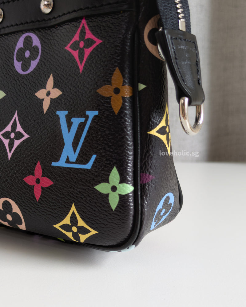 LV X TM Murakami Pochette | Black Leather Silver Hardware – loveholic