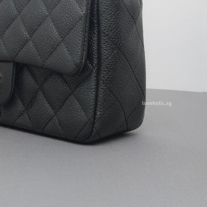 Classic Flap Mini Rectangle | 15C Black Caviar Brushed Gold Hardware