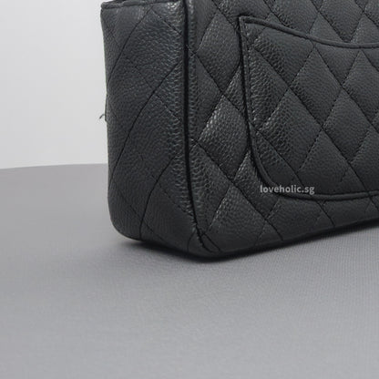 Classic Flap Mini Rectangle | 15C Black Caviar Brushed Gold Hardware