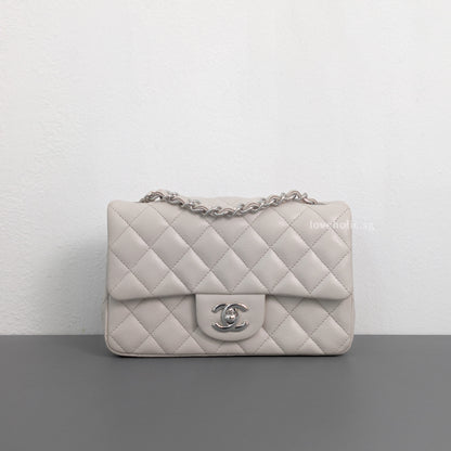 Classic Flap Mini Rectangle | 18B Ivory White Caviar Silver Hardware