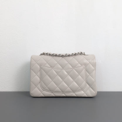 Classic Flap Mini Rectangle | 18B Ivory White Caviar Silver Hardware