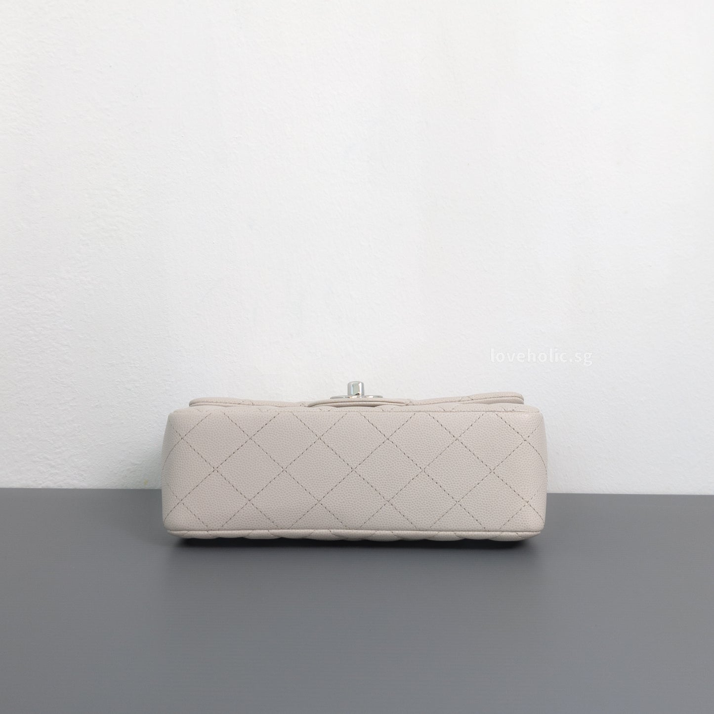 Classic Flap Mini Rectangle | 18B Ivory White Caviar Silver Hardware