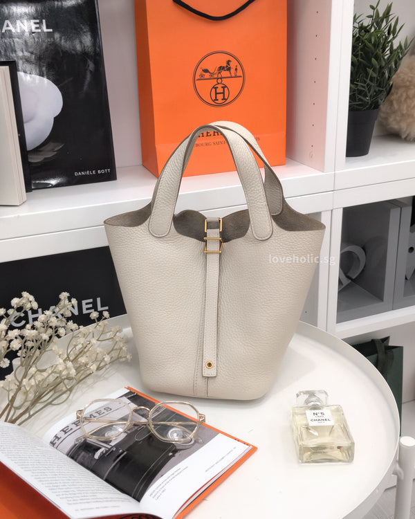 Hermes Picotin Lock 18 Craie Taurillon Clemence Gold Hardware-front