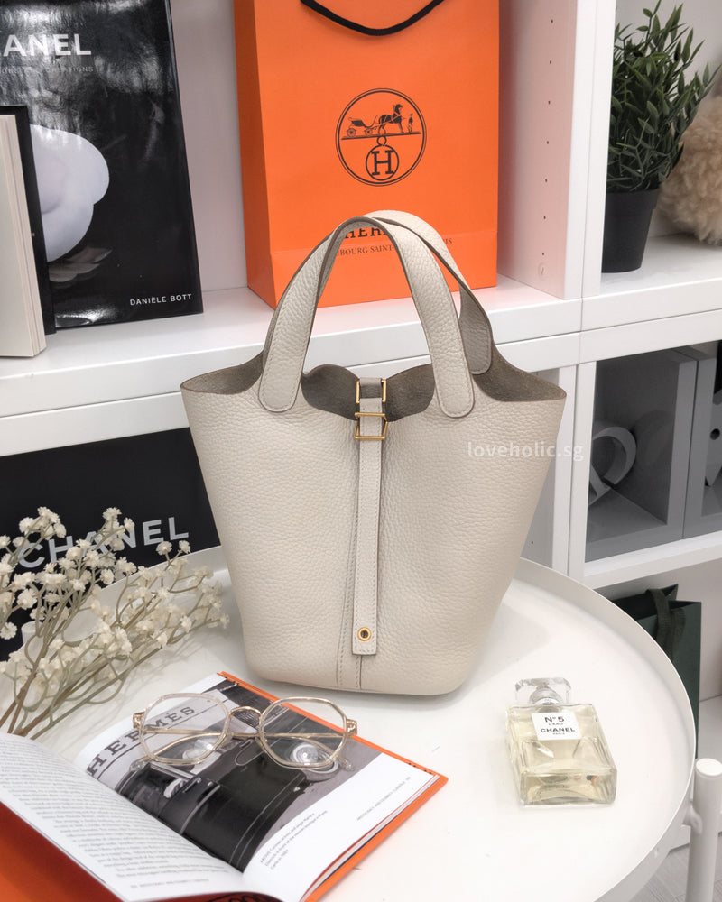 Hermes Picotin Lock 18 Craie Taurillon Clemence Gold Hardware-front