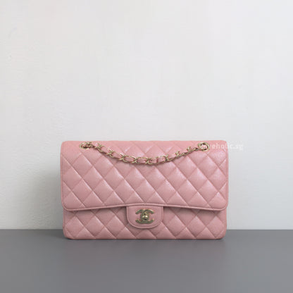 Chanel Classic Flap Medium | 19S Iridescent Sakura Pink Caviar Gold Hardware-front1
