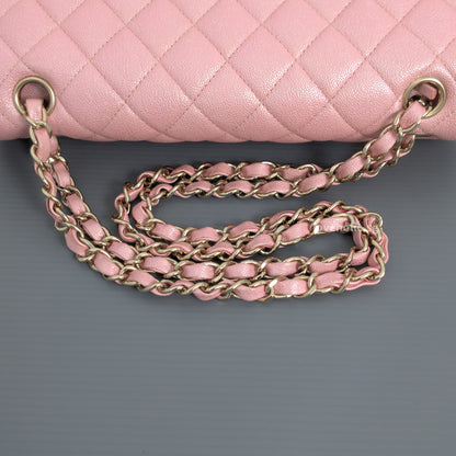 Chanel Classic Flap Medium | 19S Iridescent Sakura Pink Caviar Gold Hardware-details