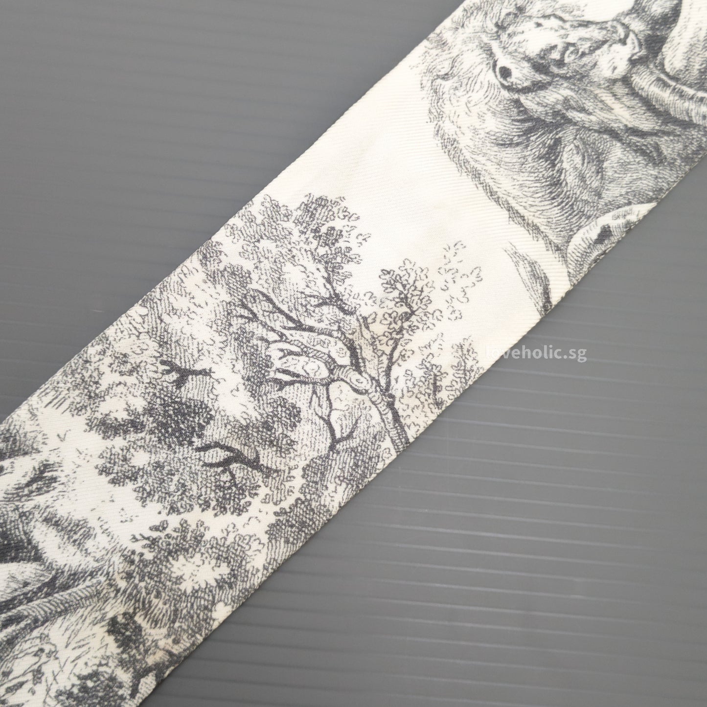 Dior Toile de Jouy Sauvage Mitzah Scarf | Ivory and Gray Silk Twill -back