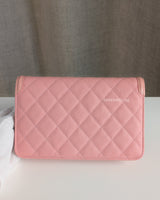 Wallet On Chain Filigree | Sakura Pink Caviar Brushed Gold Hardware