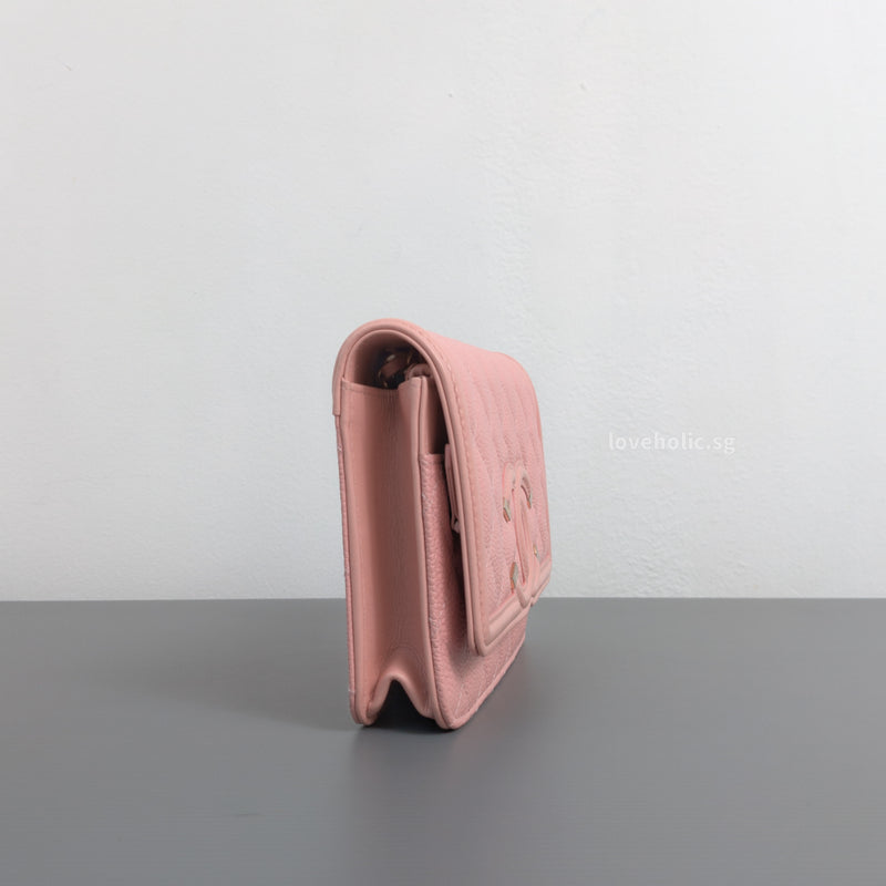 Wallet On Chain Filigree | Sakura Pink Caviar Brushed Gold Hardware