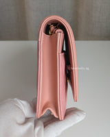 Wallet On Chain Filigree | Sakura Pink Caviar Brushed Gold Hardware