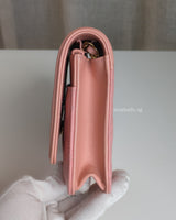 Wallet On Chain Filigree | Sakura Pink Caviar Brushed Gold Hardware