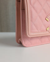 Wallet On Chain Filigree | Sakura Pink Caviar Brushed Gold Hardware