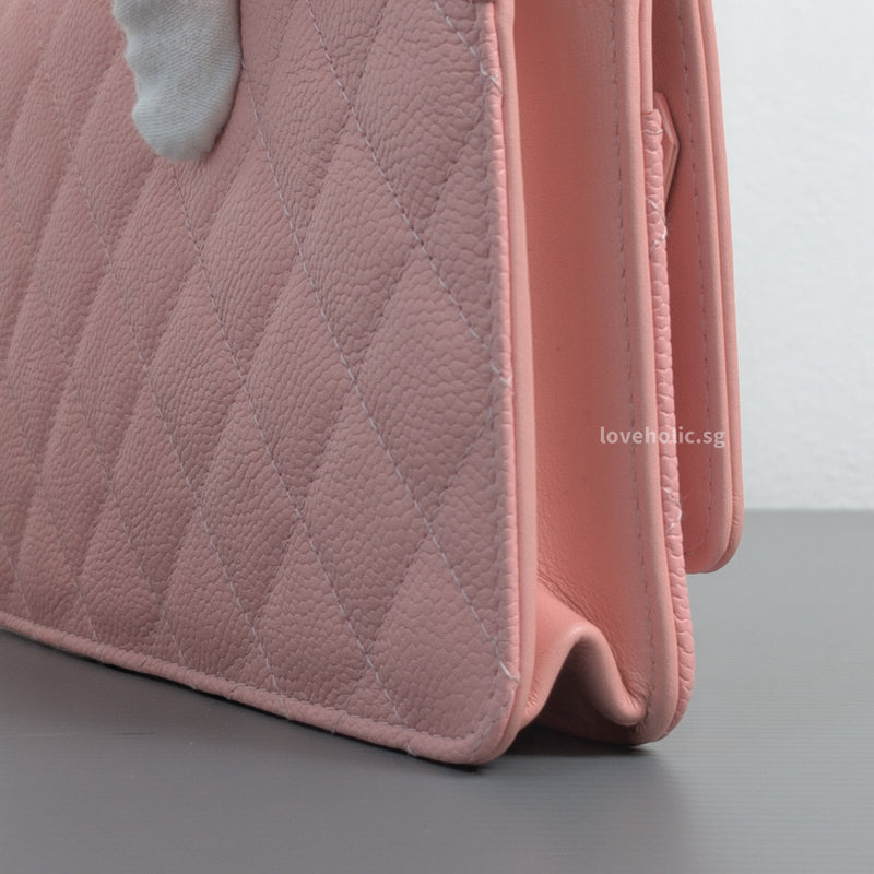 Wallet On Chain Filigree | Sakura Pink Caviar Brushed Gold Hardware