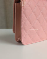 Wallet On Chain Filigree | Sakura Pink Caviar Brushed Gold Hardware