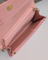 Wallet On Chain Filigree | Sakura Pink Caviar Brushed Gold Hardware