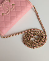 Wallet On Chain Filigree | Sakura Pink Caviar Brushed Gold Hardware