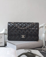 Chanel Classic Flap Medium | Black Lambskin Silver Hardware-front