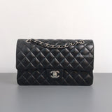 Chanel Classic Flap Medium | Black Lambskin Silver Hardware-front1