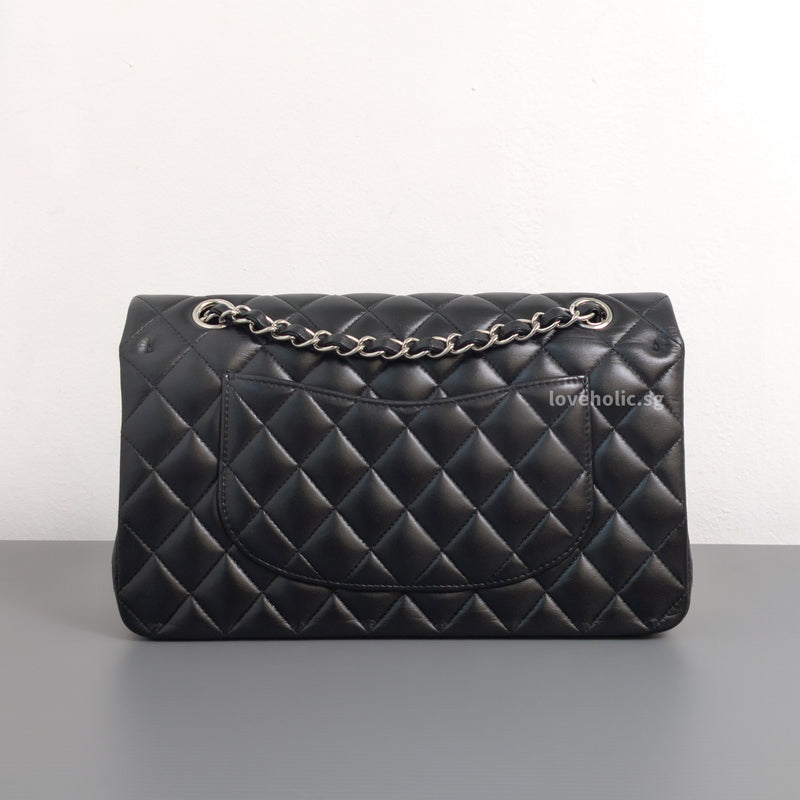 Chanel Classic Flap Medium | Black Lambskin Silver Hardware-back