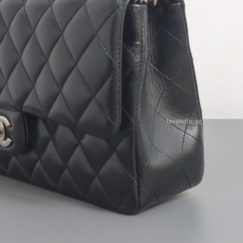 Chanel Classic Flap Medium | Black Lambskin Silver Hardware-details