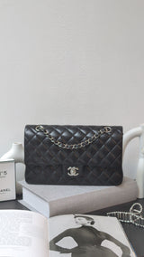 Chanel Classic Flap Medium | Black Lambskin Silver Hardware-details