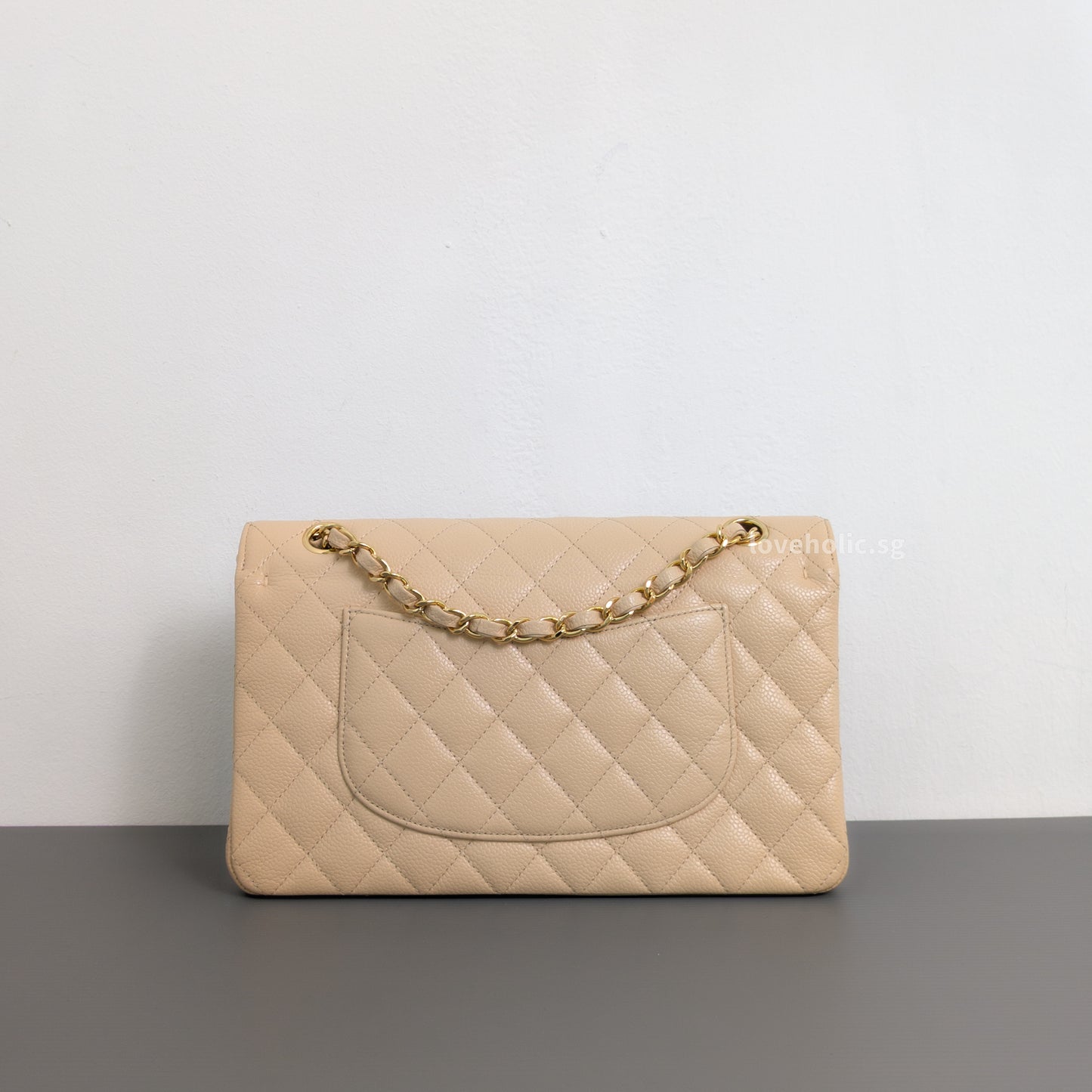 Chanel Classic Flap Medium | Beige Claire Caviar Gold Hardware-back