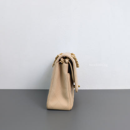 Chanel Classic Flap Medium | Beige Claire Caviar Gold Hardware-side