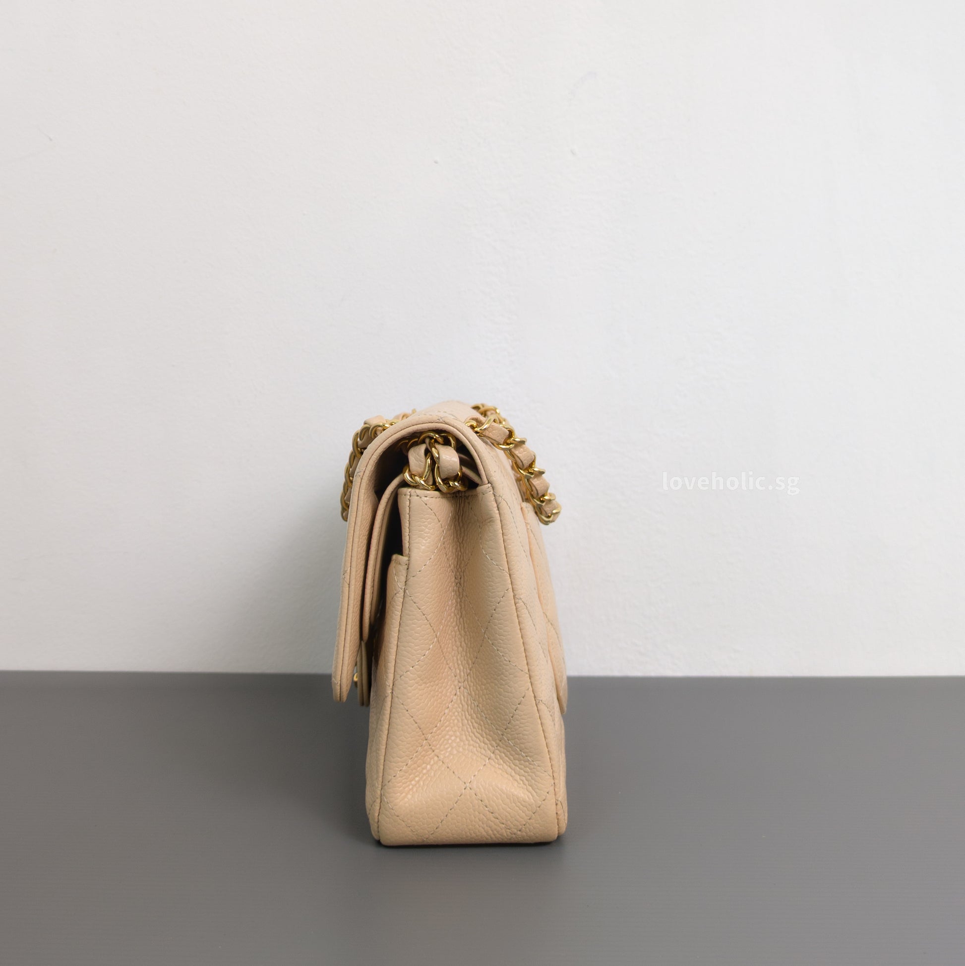 Chanel Classic Flap Medium | Beige Claire Caviar Gold Hardware-details