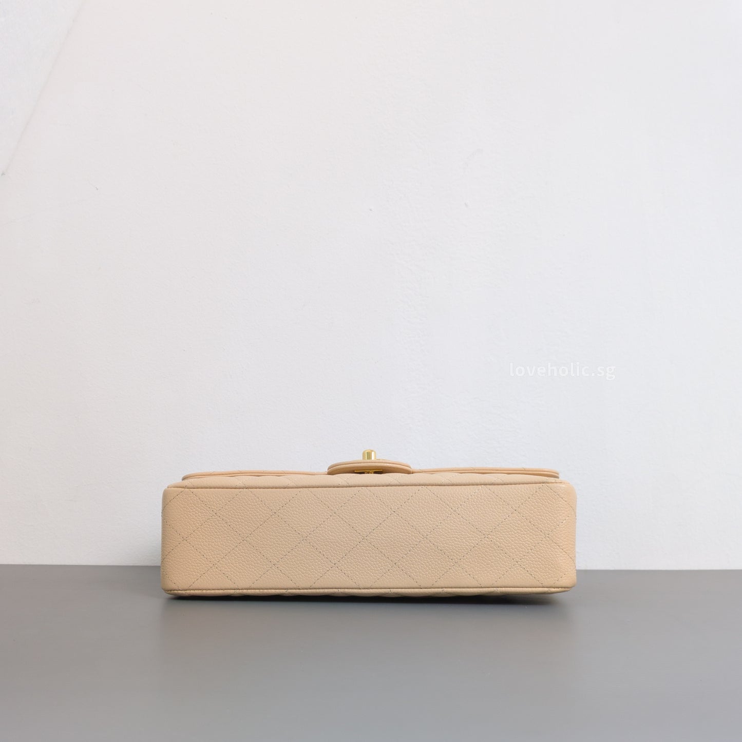 Chanel Classic Flap Medium | Beige Claire Caviar Gold Hardware-details