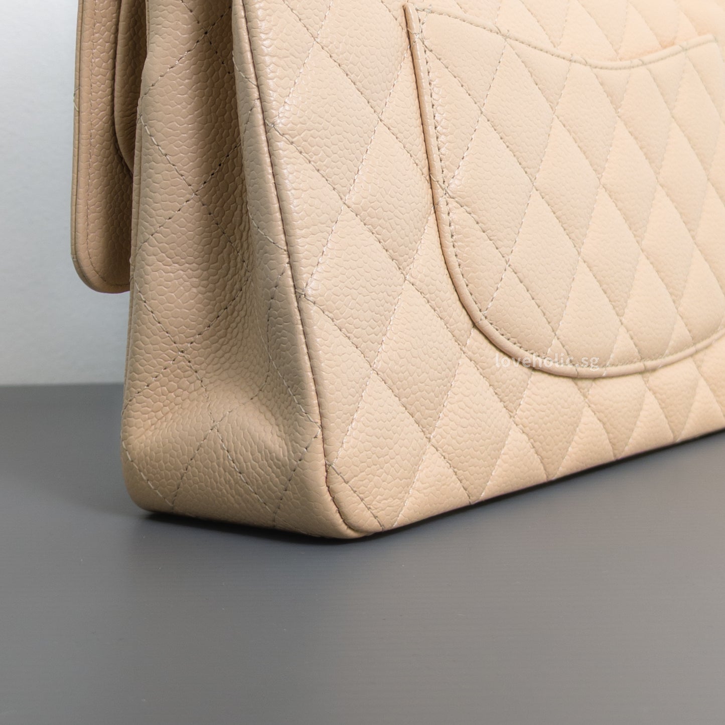 Chanel Classic Flap Medium | Beige Claire Caviar Gold Hardware-details