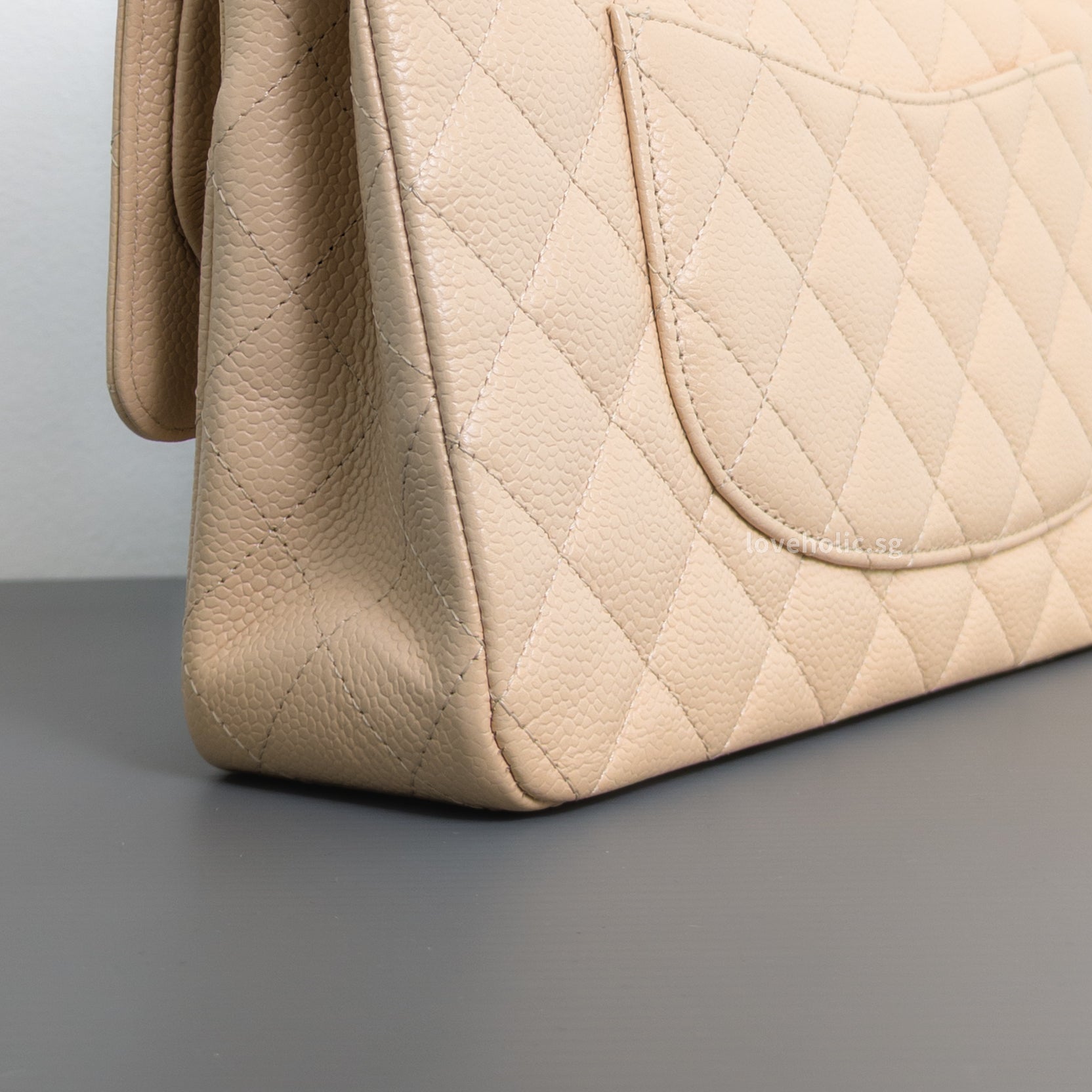 Chanel Classic Flap Medium | Beige Claire Caviar Gold Hardware-details