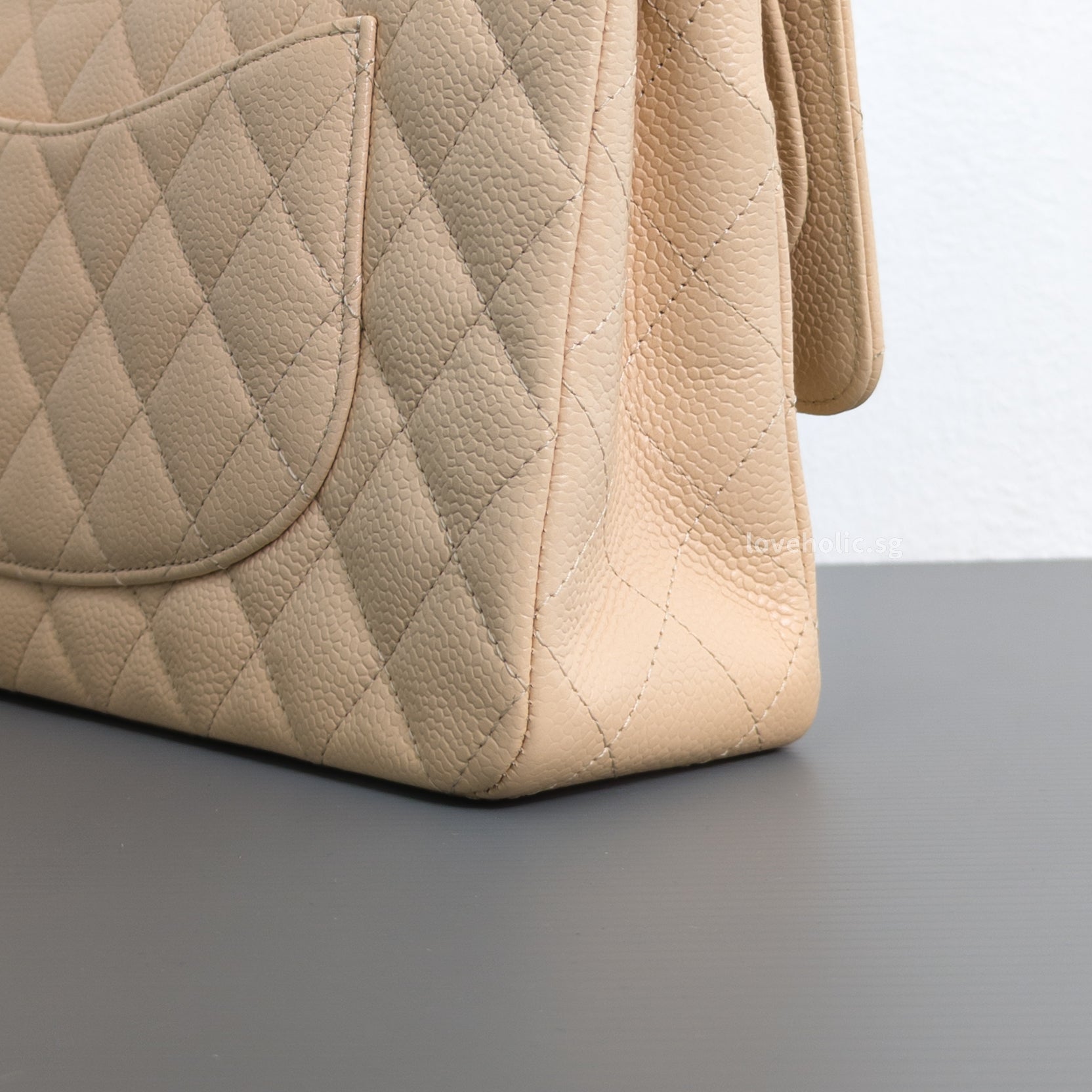Chanel Classic Flap Medium | Beige Claire Caviar Gold Hardware-details