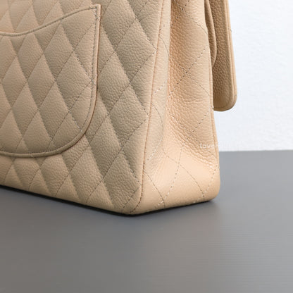 Chanel Classic Flap Medium | Beige Claire Caviar Gold Hardware-details