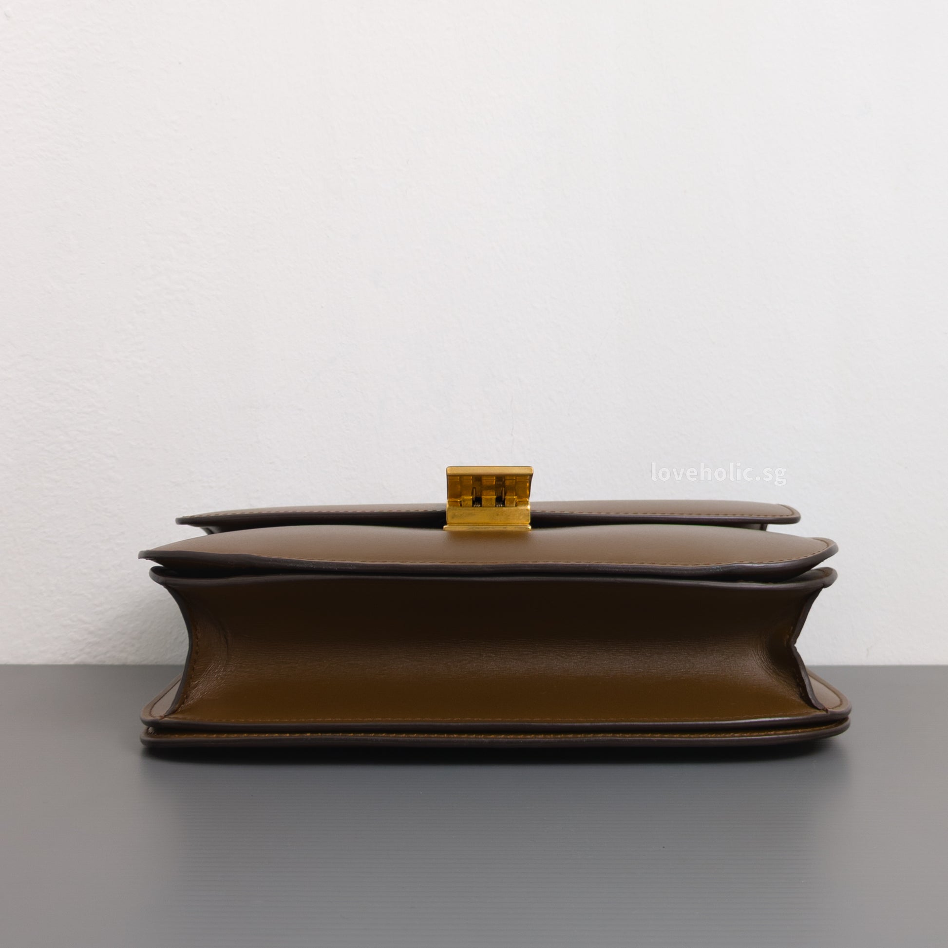 Celine Box Medium | Camel Calfskin Gold Hardware-details