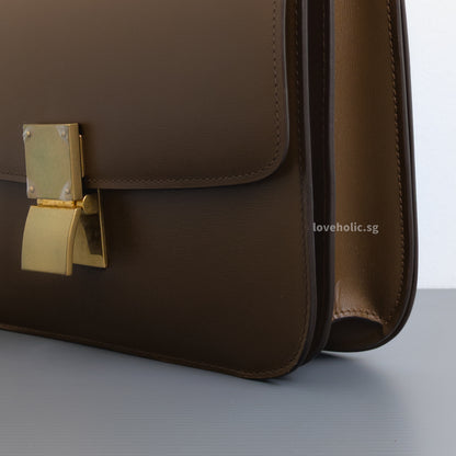 Celine Box Medium | Camel Calfskin Gold Hardware-details