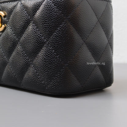 Chanel Top Handle Vanity On Chain 22S Black Caviar Brushed Gold Hardware-details