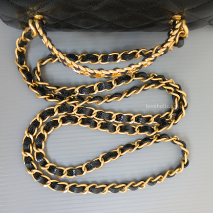 Chanel Top Handle Vanity On Chain 22S Black Caviar Brushed Gold Hardware-details